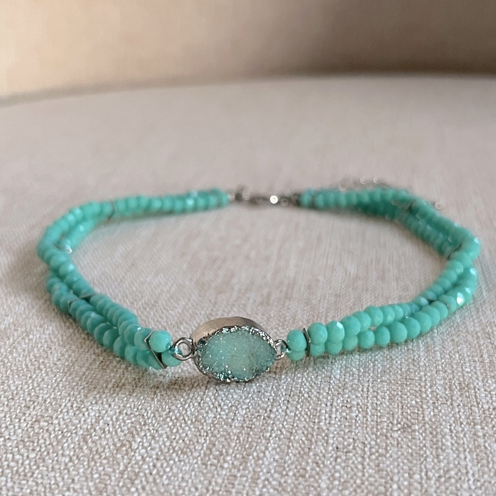Turquoise druzy choker